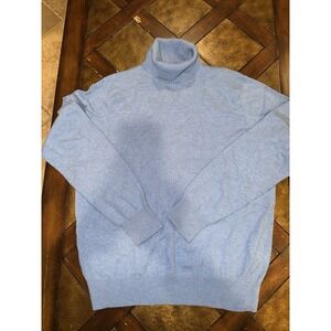State Cashmere Turtleneck Basic Sweater Men's Size Large Blue Long Sleeve